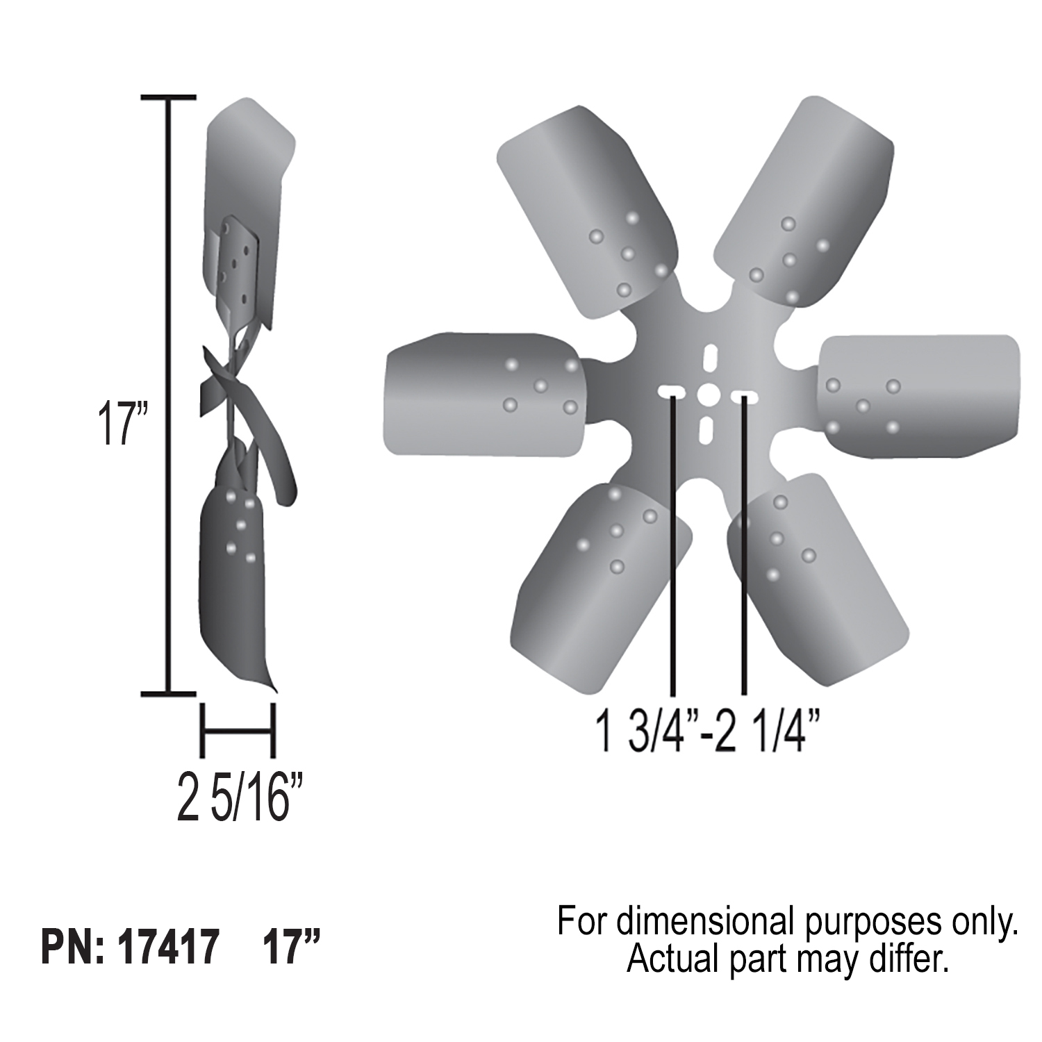 17″ Reverse Rotation Rigid Race Fan, Steel Blade - US Motorworks